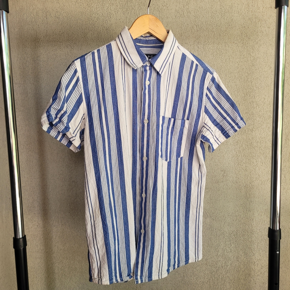 A.P.C. Blue and White Striped Casual Shirt